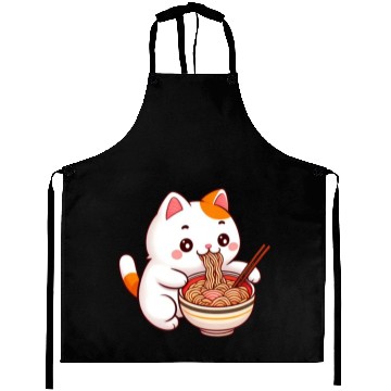 Discover Cute Cat Eating Ramen Aprons