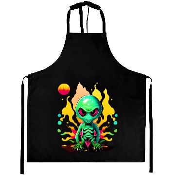 Discover Green Alien Design Aprons