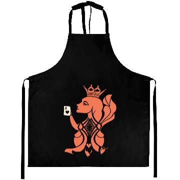 Discover Queen Hearts Playing Card Design 2 Color Vector Aprons