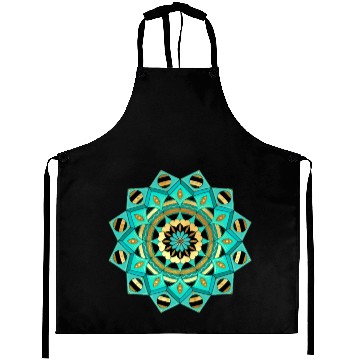 Discover Mandala blue gold black with hearts Aprons