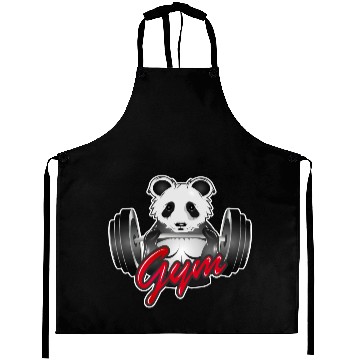 Discover Bodybuilder panda bear with barbell in the gym Aprons