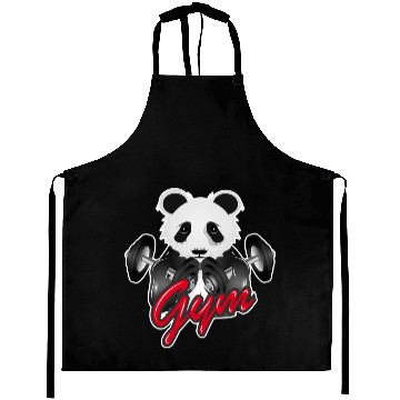 Discover Bodybuilder panda bear with barbell in gym Aprons
