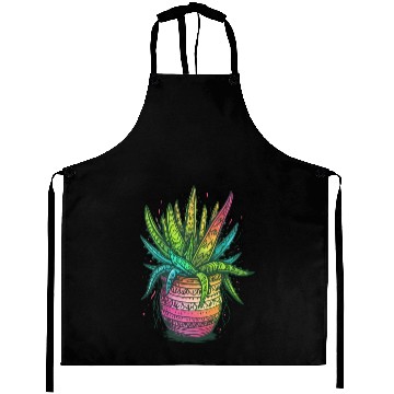 Discover Psychedelic Aloe Vera Succulent Plant Gardener Aprons