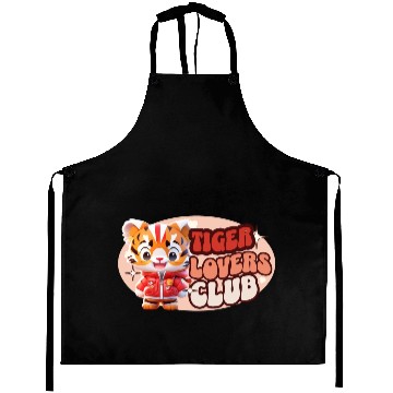 Discover Cute Tiger personified with red jacket Aprons