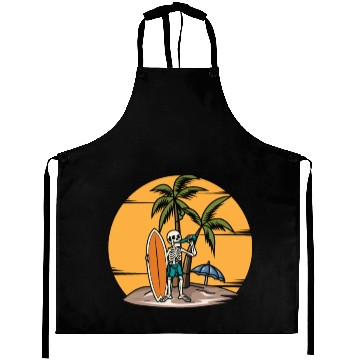 Discover Surfing Surfer Skeleton Skull Nature Aprons