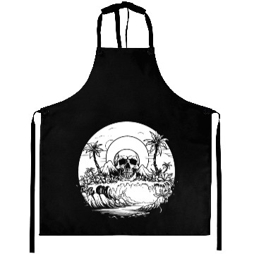 Discover Surfing Surfer Sunset Skull Nature Aprons