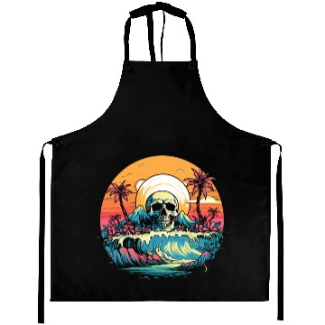 Discover Surfing Surfer Skull Nature Aprons