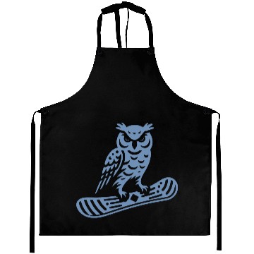 Discover Minimalist Design: Owl Snowboarder Silhouette Aprons