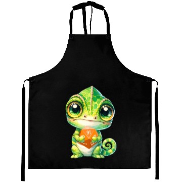 Discover Chameleon Holding 20-sided Dice Aprons