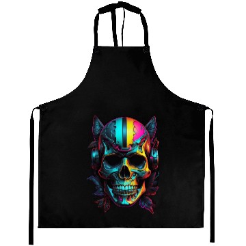 Discover Black and Neon Skull Graphic Aprons - Edgy Goth