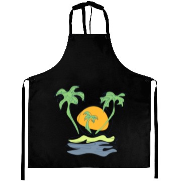 Discover Outline beach scenery with palm trees island Aprons