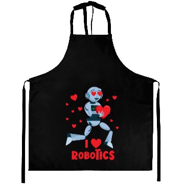 Discover I Love Robotics Red Heart Robot Engineer Robotics Aprons