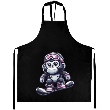 Discover Monkey Gorilla Chimpanzee Ski Vacation Skier Aprons