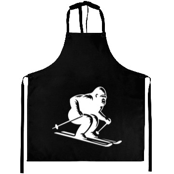 Discover Monkey Gorilla Chimpanzee Ski Silhouette Design Aprons
