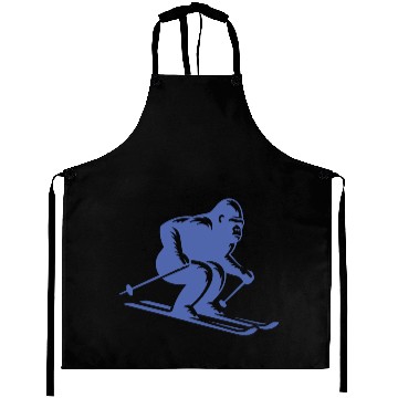 Discover Monkey Gorilla Chimpanzee Ski Silhouette Design Aprons