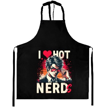 Discover I Love Hot Nerds Anime Manga Husbando Smart Geek Aprons