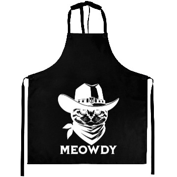 Discover Cute Meowdy Cat Cowboy Pun Aprons