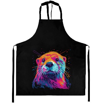 Discover Watercolor Colorful Otter Colorful Animals Aprons