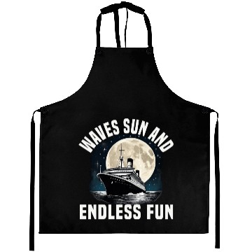 Discover Waves Sun And Endless Fun Cruise Ship Vacation Aprons