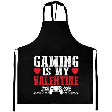 Discover Funny Valentines Day Aprons for Gamers Gaming is my