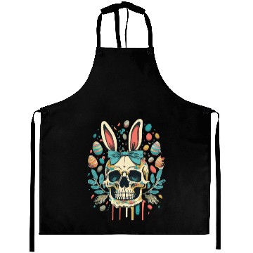 Discover Funny Rabbit Skull Humor Bunny Easter Skull Joke Aprons