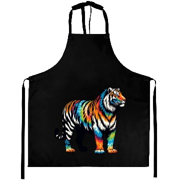 Discover Vibrant Tie Dye Tiger Artwork Aprons