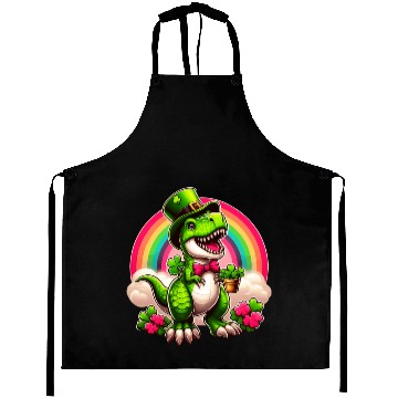 Discover T- Rex Happy St Patricks Day Irish Rainbow Shamro Aprons