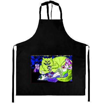 Discover Alice in Picnic land Black (Light Version) Aprons