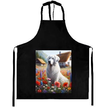 Discover Kuvasz Dog Cottagecore Meadow Serenity Men Women Aprons