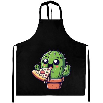 Discover Cute Cactus Pizza Comic Aprons