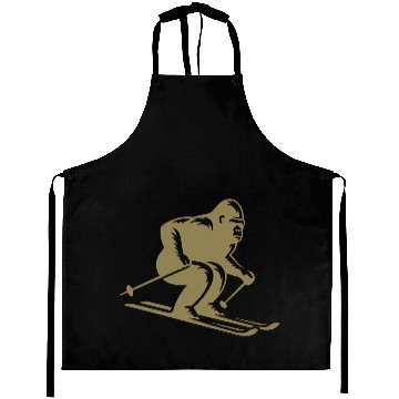 Discover Monkey Gorilla Chimpanzee Ski Silhouette Design Aprons