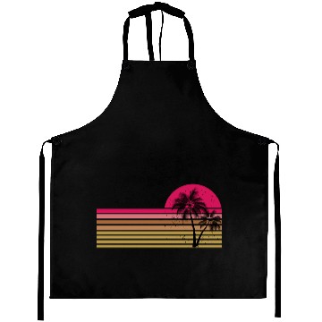 Discover Retro Palm Tree Sun Rise Aprons