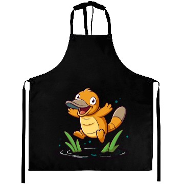 Discover Whimsical Platypus Frolicking in a Pond Aprons