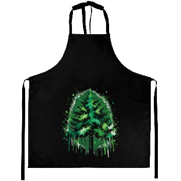 Discover Emerald Forest Drip Art Inspired Design Aprons