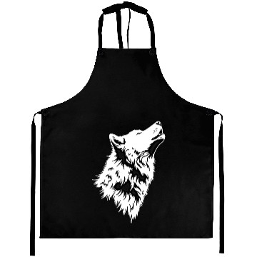 Discover Howling Wolf White Wolf Face Minimalist Aprons
