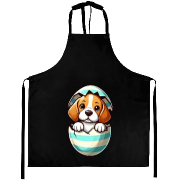 Discover Colorful Beagle Dog Easter Egg Hatching Design Aprons