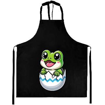 Discover Colorful Easter Egg with Hatching Frog Design Aprons