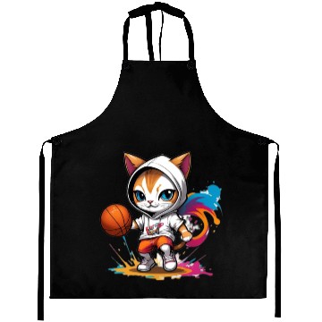 Discover cute cat in Aprons is playing basketball