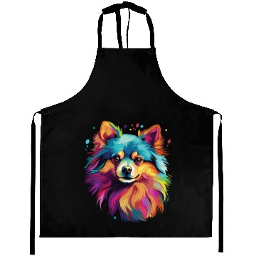 Discover Watercolor Colorful Pomeranian Aprons