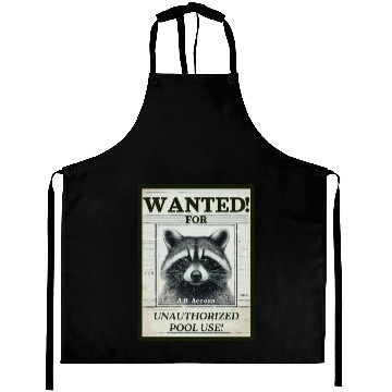 Discover Raccoon Wanted Poster for Unauthorized Pool Use Aprons