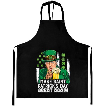 Discover Funny Trump 2024 Make St Patrick's Day Great Again Aprons
