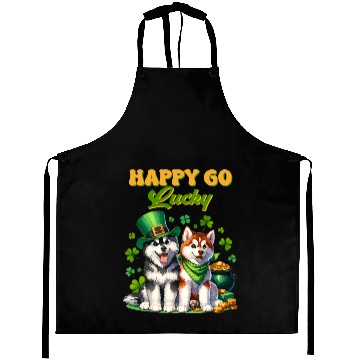 Discover Happy Go Lucky Cute Husky St Patricks Day Aprons