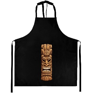 Discover Angry Tiki Totem Mask Aprons Design