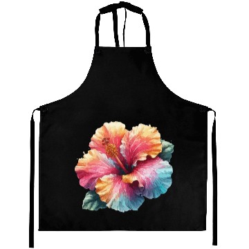 Discover Tropical Hibiscus flower Art illustration Aprons