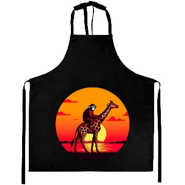 Discover Sunset Safari: Monkey Riding Giraffe Aprons