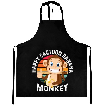 Discover Happy Cartoon Banana Monkey Aprons
