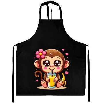 Discover Monkey Sipping Banana Juice Aprons