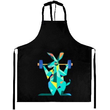 Discover Geometric Gym Roo: Kangaroo's Strength Workout Aprons