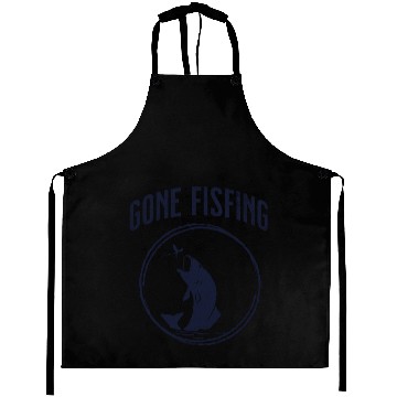 Discover Gone Fishing,cool flyfishing illustration Aprons