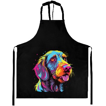 Discover Watercolor Colorful German Wirehaired Pointer Aprons